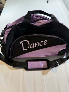 Silver Lilly Black and Purple Glitter Dance Duffel Bag with Shoe Compartment